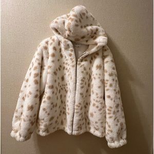 Nine West Snow Leopard Faux Fur Jacket